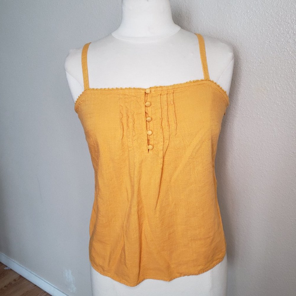 Sonoma Mustard Yellow Linen Tank Top Medium
